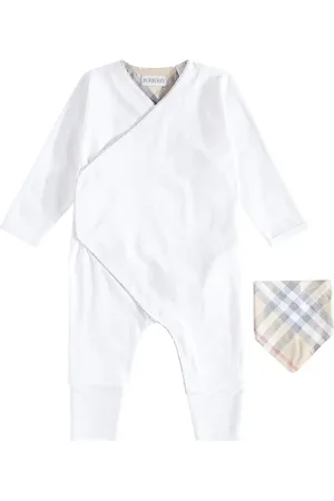 Burberry Baby cotton playsuit and bib set