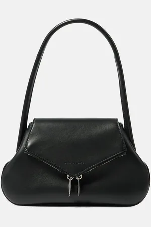 Amina Muaddi Gemini Flat leather shoulder bag