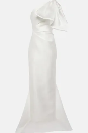Solace Priya bow-detail draped satin gown