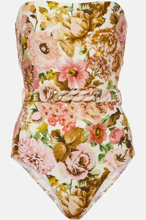 ZIMMERMANN Golden belted floral swimsuit