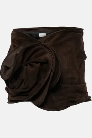 MAGDA BUTRYM Floral-appliquÃ© suede miniskirt