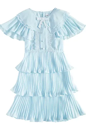 Self-Portrait Pleated tiered chiffon dress