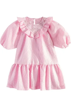 Self-Portrait Ruffled lace-trimmed crÃªpe dress