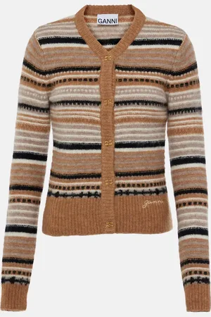 Ganni Striped alpaca wool-blend cardigan