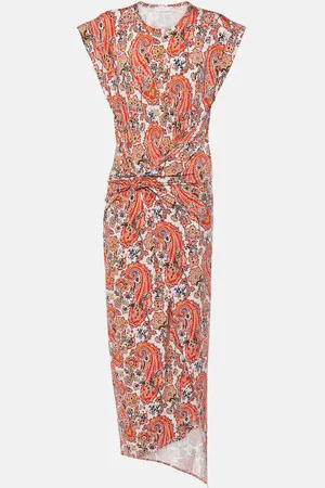 Paco rabanne Gathered paisley jersey midi dress