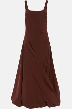 Simkhai Olivia draped cotton-blend poplin midi dress