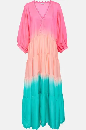 Juliet Dunn Colorblocked tiered silk maxi dress
