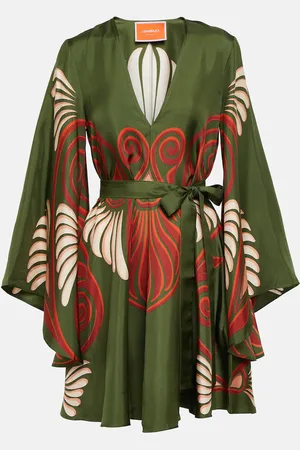 La DoubleJ Magnifico printed silk twill minidress