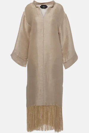‎Taller Marmo‎ Tigris fringed linen-blend shift dress