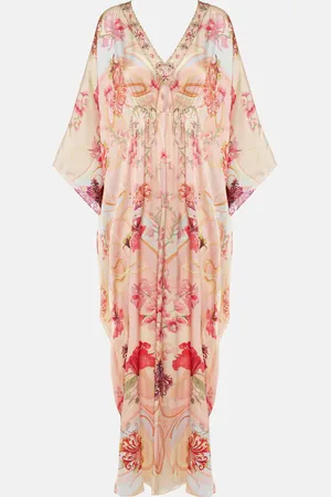 Camilla Embellished floral silk kaftan
