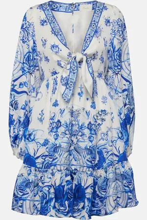 Camilla Tie-detail silk minidress