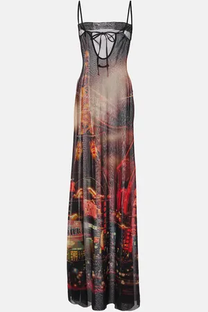 Jean Paul Gaultier Printed mesh slip dress