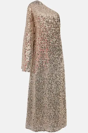 ROTATE Sequined one-shoulder maxi dress