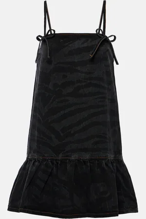 Ganni Zebra-print denim minidress