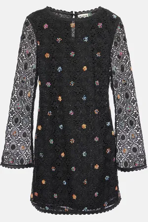 RIXO London Mylene crochet beaded mini dress