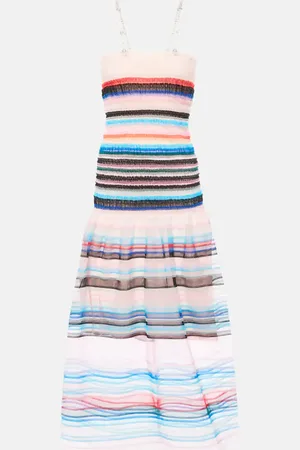 SUSAN FANG Beaded striped midi dress