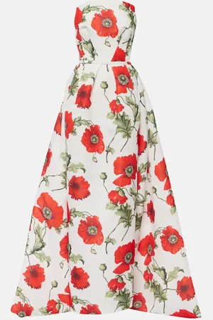 Oscar de la Renta Poppy faille corset gown