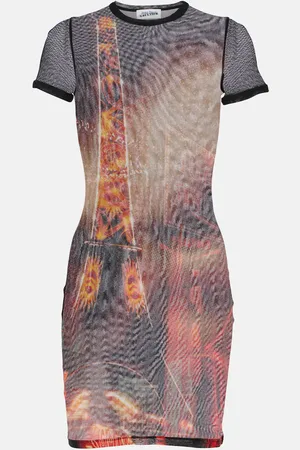 Jean Paul Gaultier Pigalle printed mesh minidress