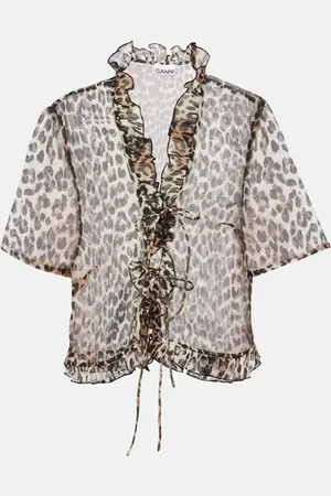 Ganni Leopard-print chiffon blouse