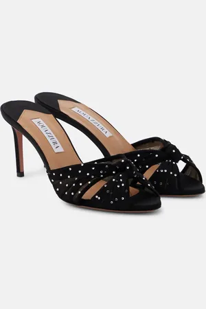 Aquazzura Slow Kisses embellished chiffon mules