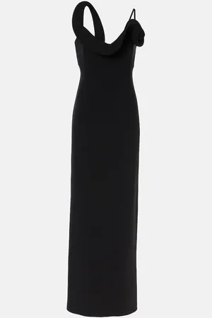 MAGDA BUTRYM Floral-appliquÃ© wool-blend gown