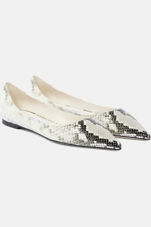 Jimmy Choo Love snake-effect leather ballet flats