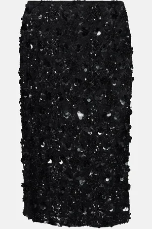 Dolce & Gabbana Floral-appliquÃ© sequined pencil skirt