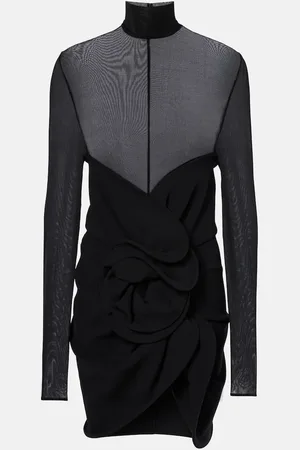 MAGDA BUTRYM Gathered sheer wool-blend minidress