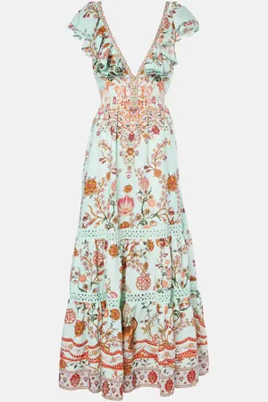 Camilla Floral tiered linen maxi dress