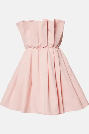 Staud Cordelia pleated cotton-blend minidress