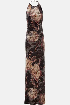 Etro Floral halterneck velvet gown