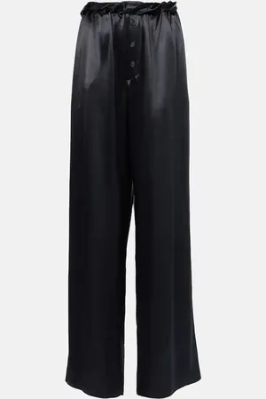 Salvatore Ferragamo Gathered satin wide-leg pajama pants
