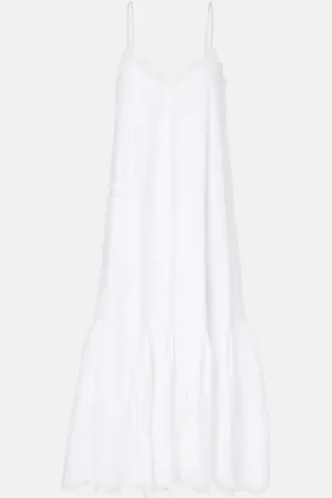Juliet Dunn Embroidered cotton poplin midi dress
