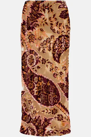 Etro Paisley jacquard velvet midi skirt