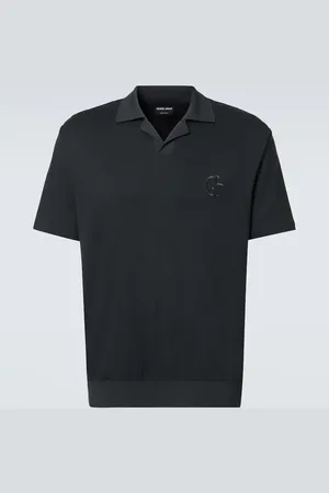 Giorgio Armani Logo cotton and cashmere polo shirt
