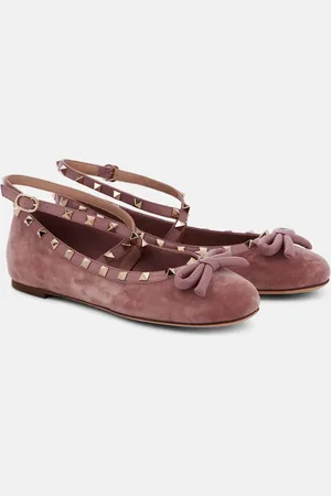 VALENTINO GARAVANI Rockstud velvet ballet flats
