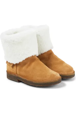 PèPè PÃ¨PÃ¨ Shearling-trimmed suede ankle boots