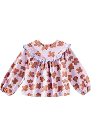 Jelly Mallow Flower ruffled cotton blouse