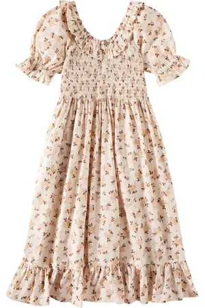 Rylee + Cru Lexi shirred floral cotton dress