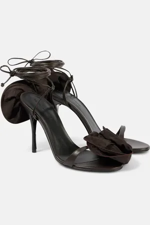 MAGDA BUTRYM Floral-appliquÃ© satin sandals