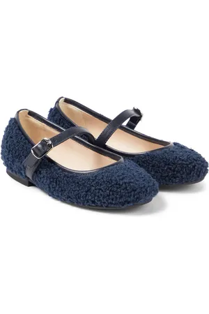 Il gufo Leather-trimmed faux shearling ballet flats