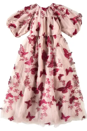 Petite Amalie Butterfly balloon-sleeve dress