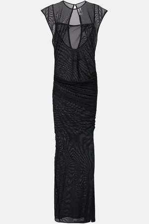 Jean Paul Gaultier Flocked open-back tulle maxi dress