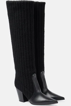 Gianvito Rossi Leather-trimmed knee-high boots