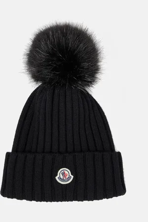 Moncler Logo faux fur-trimmed wool beanie