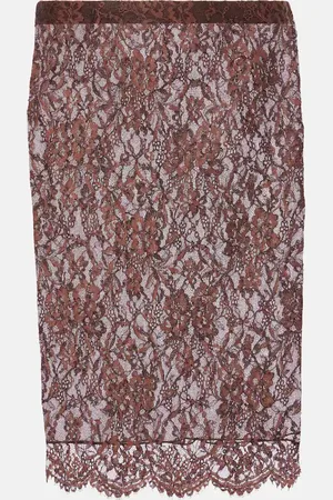 Saint Laurent Floral lace pencil skirt