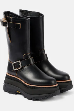 SACAI Leather platform biker boots