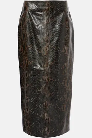 Nour Hammour Elyse snake-effect leather maxi skirt