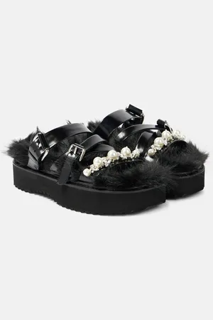 Simone Rocha Faux fur-trimmed leather platform sandals