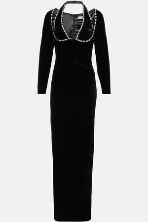 Rasario Crystal-embellished velvet gown
